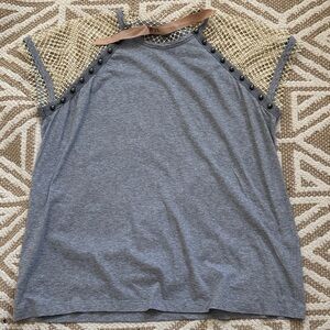 N 21 Gray Short-Sleeve Stud-Trim Tee